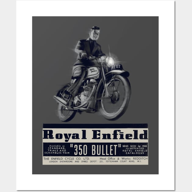 Vintage Royal Enfield 350 Bullet Motorcycle Wall Art by MotorManiac